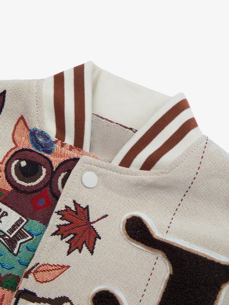 Thesupermade Owl Patch Embroidered Baseball Jersey