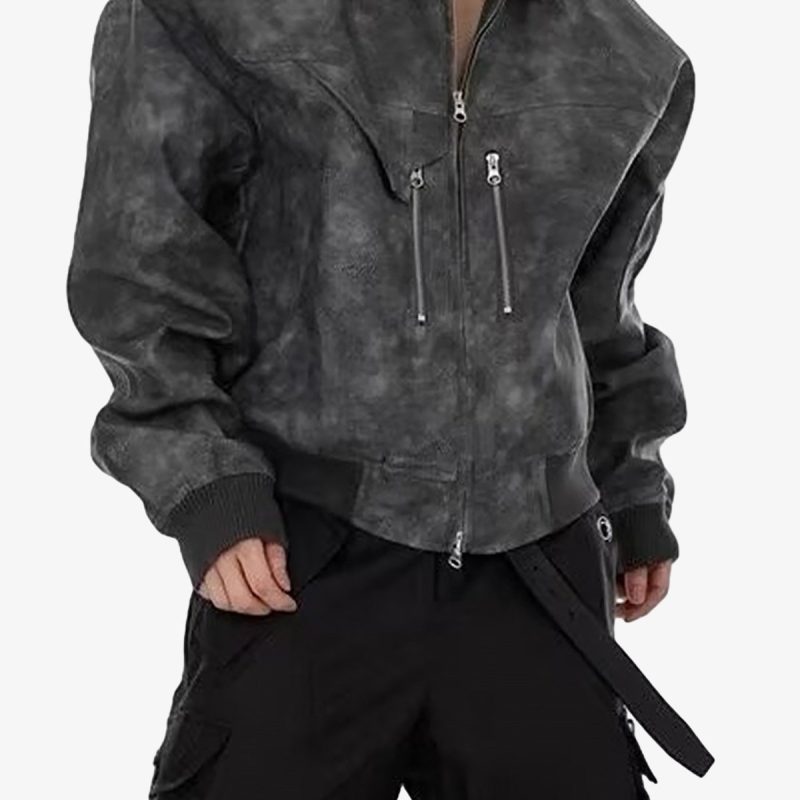 Thesupermade Vintage Motorcycle Suede Street Rap Jacket - 2232