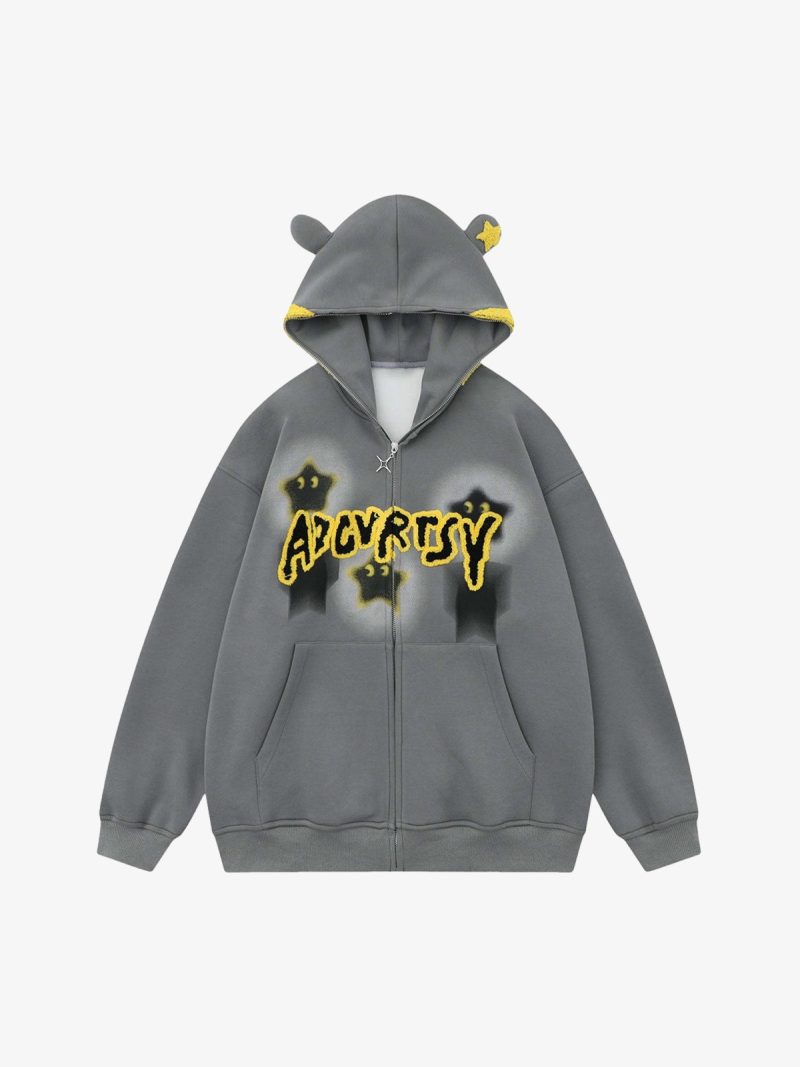 Thesupermade Star Embroidered Hooded Sweatshirt - 1843