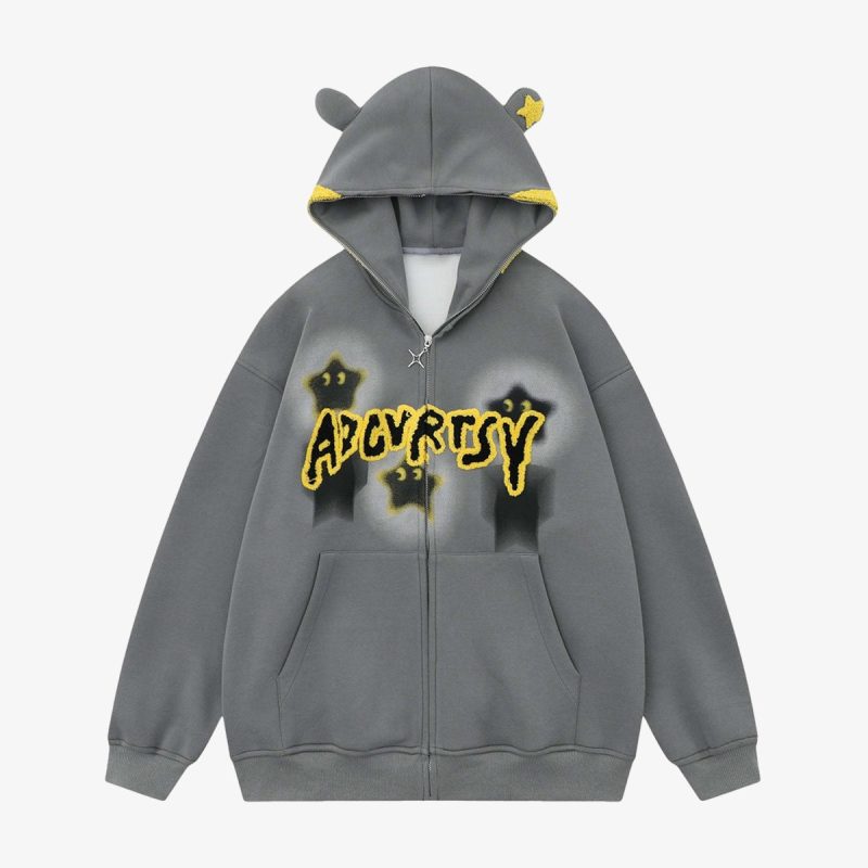 Thesupermade Star Embroidered Hooded Sweatshirt - 1843