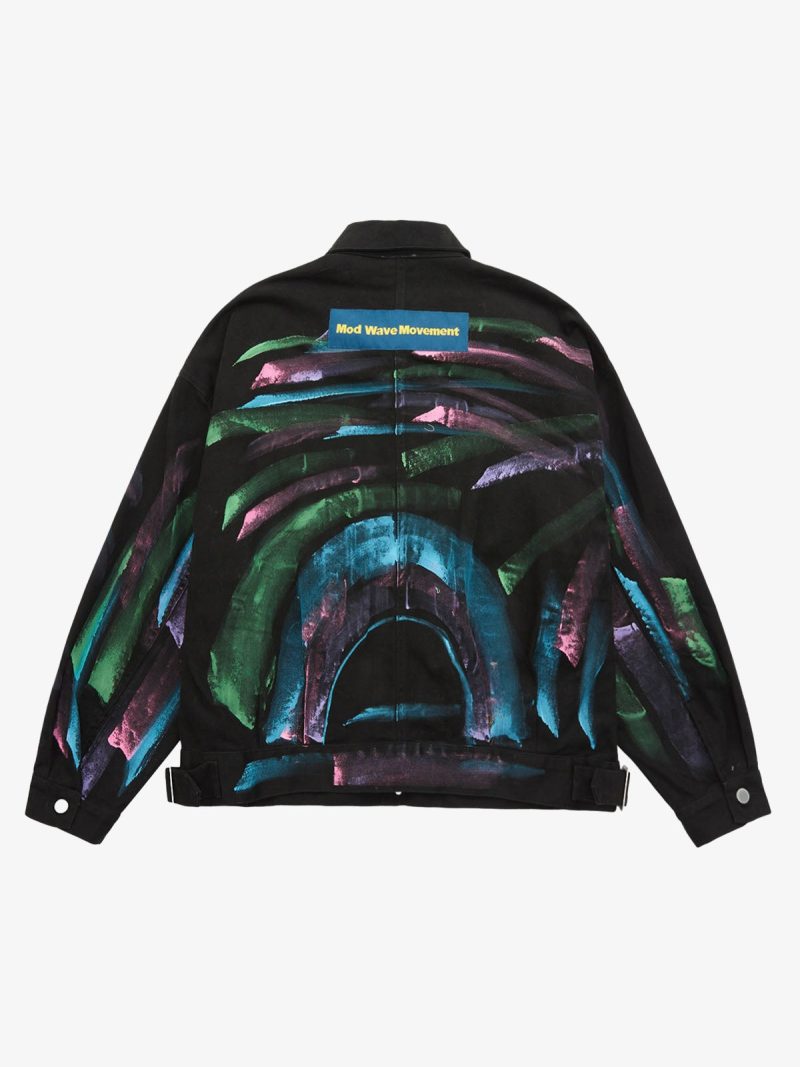 Thesupermade Hip-hop Hand-painted Graffiti Denim Jacket - 2010