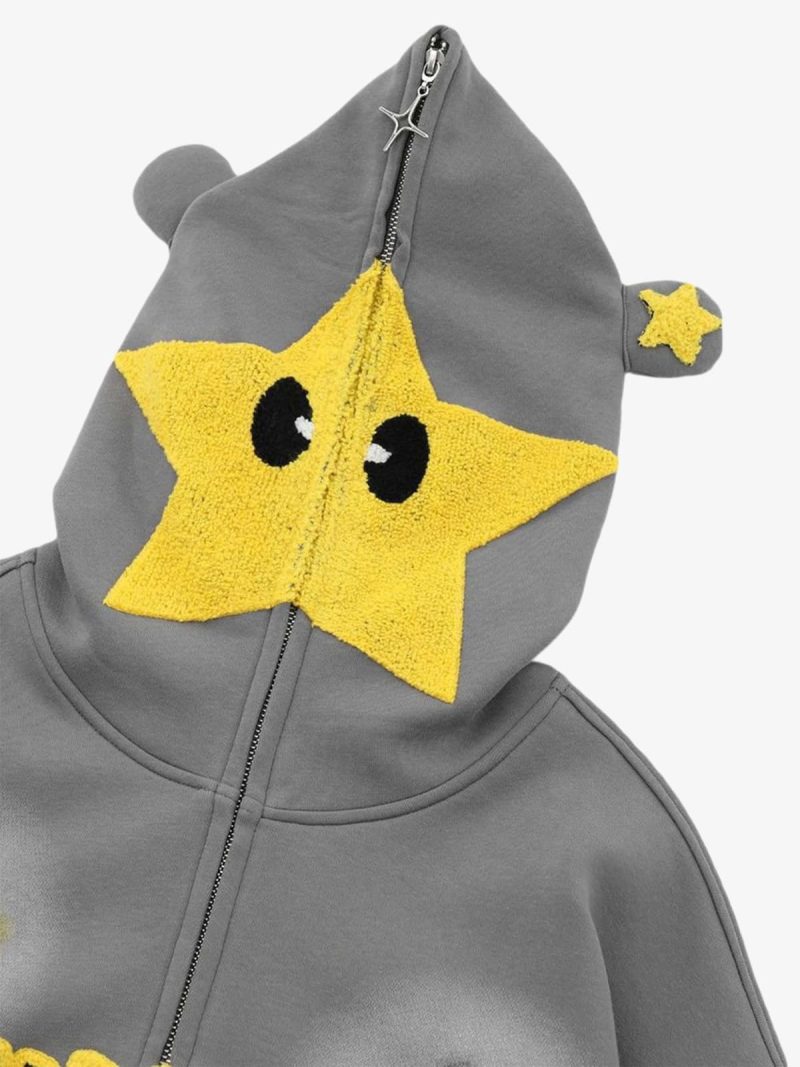 Thesupermade Star Embroidered Hooded Sweatshirt - 1843