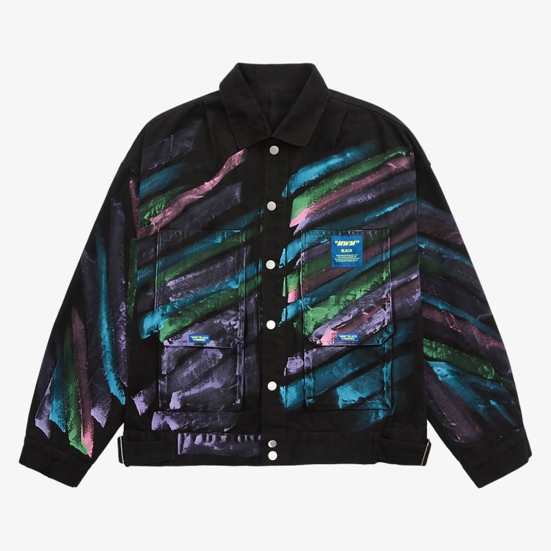 Thesupermade Hip-hop Hand-painted Graffiti Denim Jacket - 2010