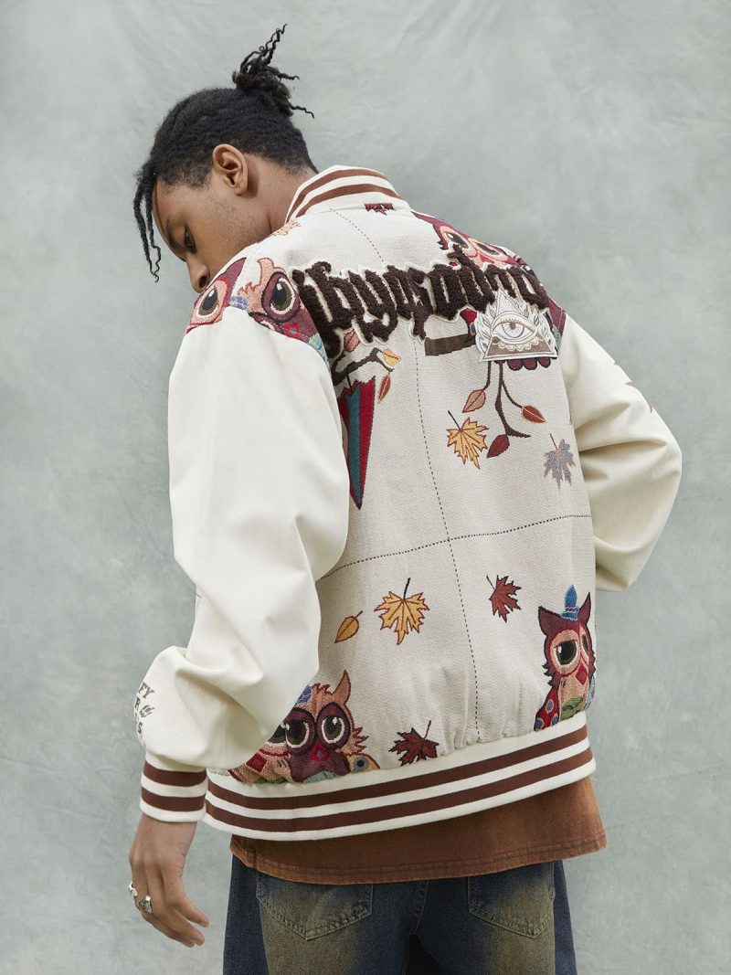 Thesupermade Owl Patch Embroidered Baseball Jersey