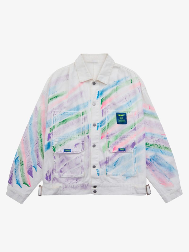 Thesupermade Hip-hop Hand-painted Graffiti Denim Jacket - 2010