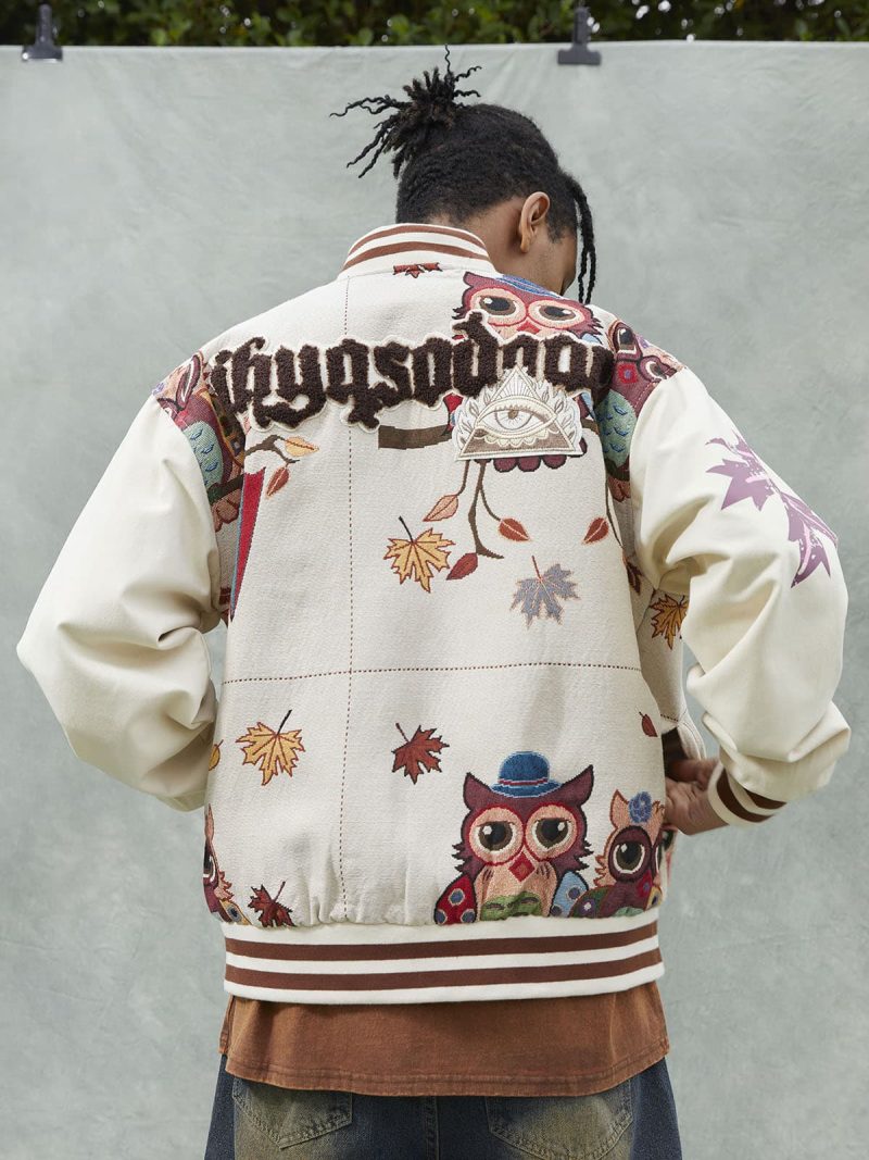 Thesupermade Owl Patch Embroidered Baseball Jersey